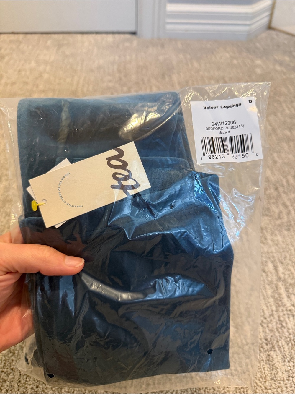 Tea Collection Bedford Blue Velour Leggings - Blue